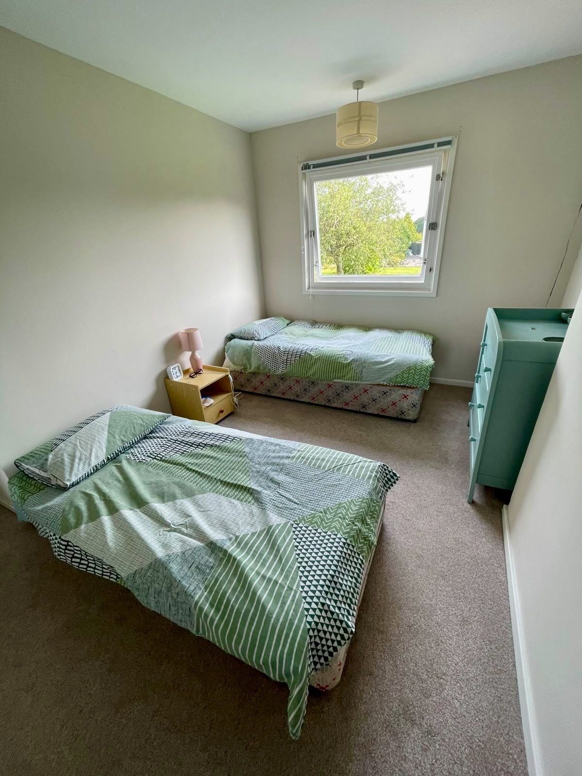 The twin bedroom, wide view